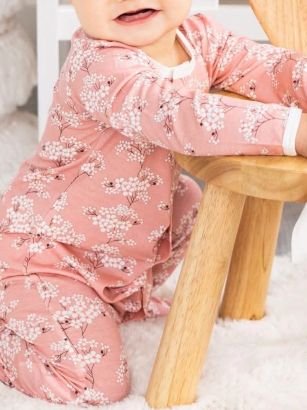 3-6mo Magnetic Me Cherry Blossom Coverall Pink Floral